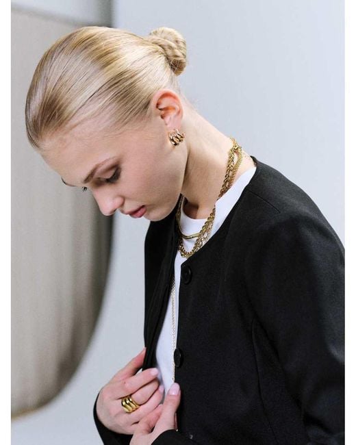 4th & Reckless Black Exclusive Fitted Waist Collarless Cocoon Sleeve Blazer