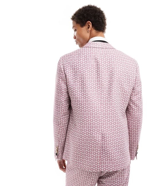 Twisted Tailor Pink Bold Floral Jacquard Suit Jacket for men