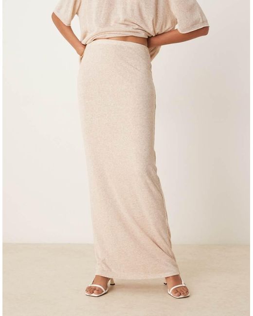 SNDY'S Natural Fine Knit High Waisted Maxi Skirt Co-ord