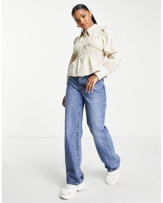 Urban Revivo White Gathered Detail Shirt