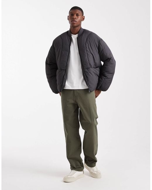 Only & Sons Gray Oversized Concealed Pocket Puffer for men