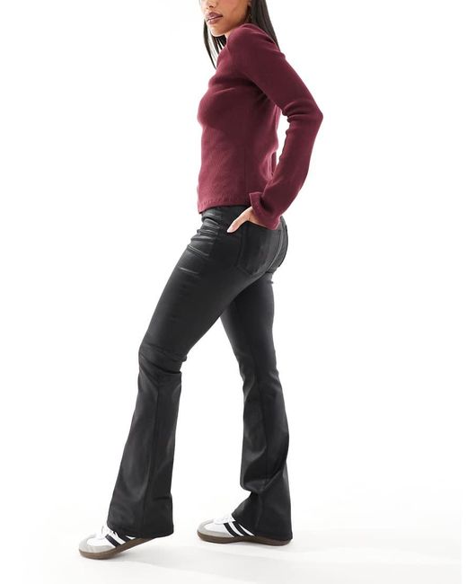 Vero Moda Black Flash Coated Kick Flare Jeans