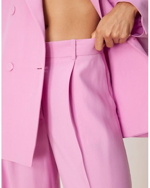 Mango Pink Pleat Front Tailored Trouser Co-ord