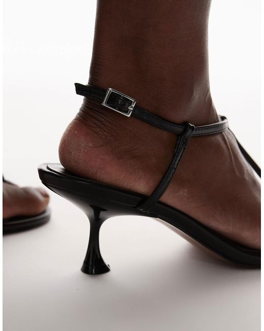 TOPSHOP White Imani Toe Thong Mid Heel