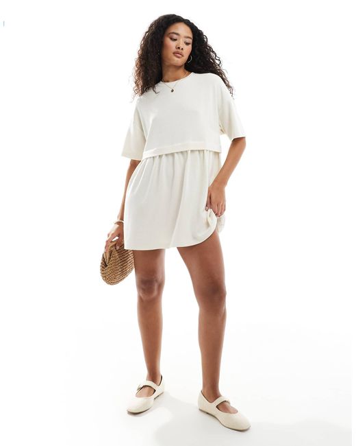 Miss Selfridge White – kurzärmliges, mehrlagiges hängerkleid
