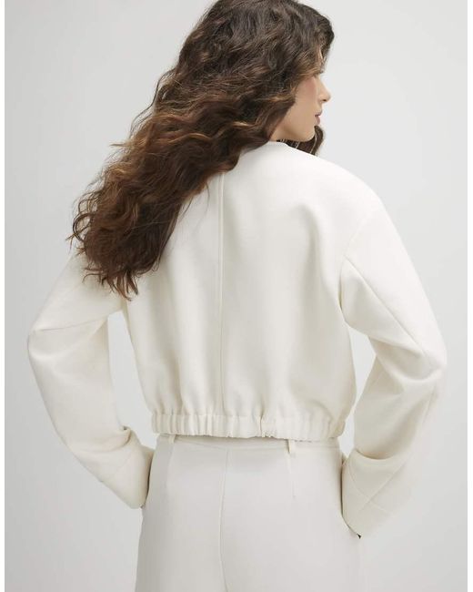 River Island White Long Sleeve Pocket Detail Bomber Jacket