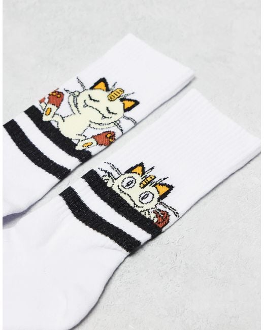 ASOS White 2 Pack Pokémon Meowth Socks for men