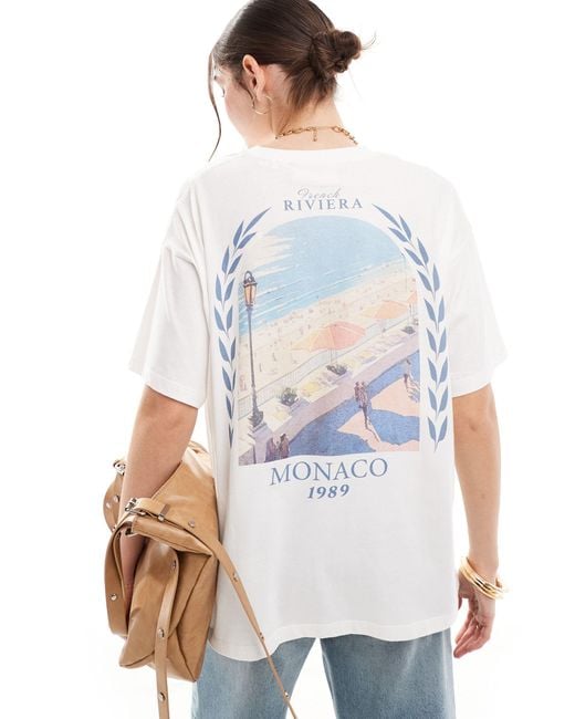 JJXX White Oversized Monaco Back Print T-shirt