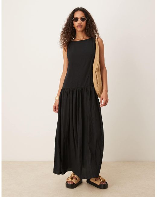 ASOS Black – leinenmix-maxikleid