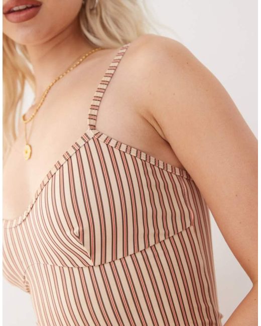 Collusion Natural Striped Tankini Top
