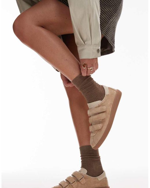 Bronx Natural Bobbie Rubber Sole Sneakers With Velcro Straps