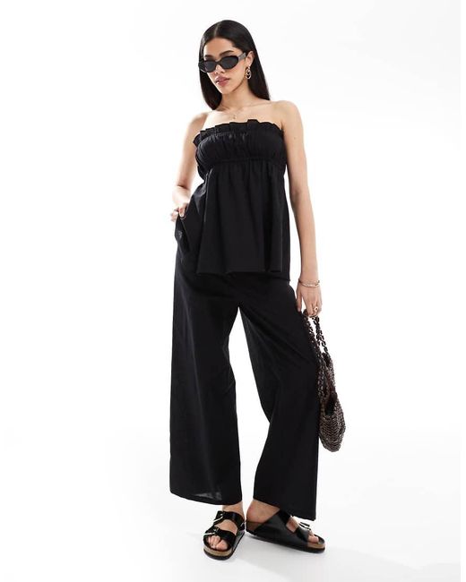 esmé studios Blue Esmee Exclusive Relaxed Leg Linen Look Pants
