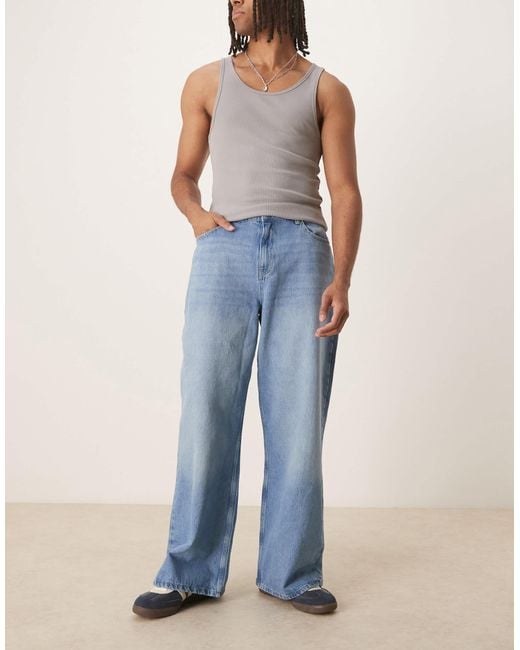 Reclaimed (vintage) Blue baggy Wide Denim Jean for men