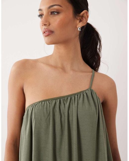 ASOS Green Textured One Shoulder Mini Dress