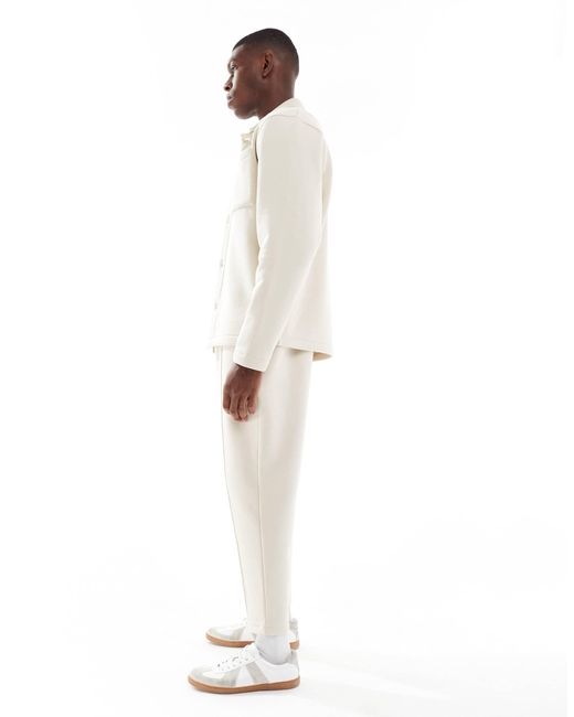 ASOS White Tapered Fit Fixed Hem joggers With Pleats for men