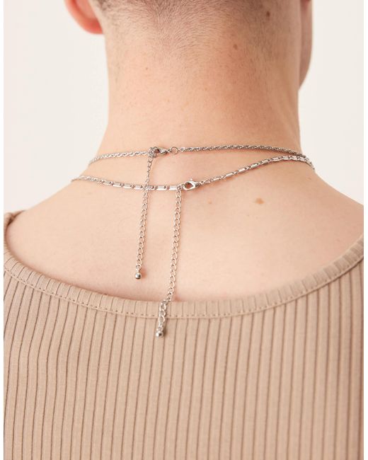 ASOS – 2er-pack verschiedene halsketten in Natural für Herren