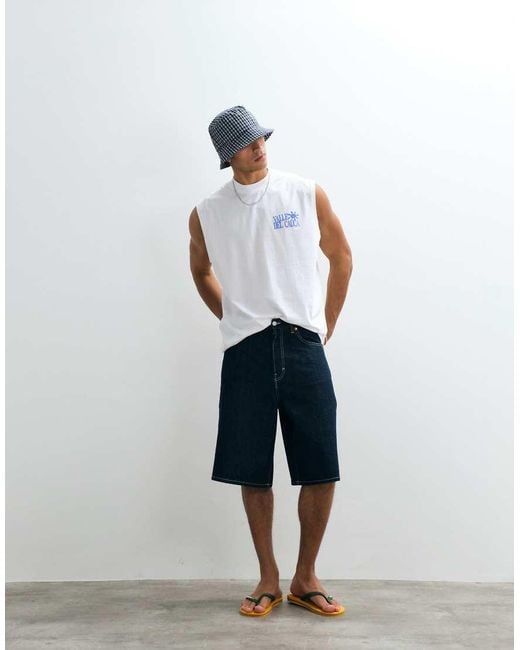 ASOS White Oversized Tank With Text Graphic for men
