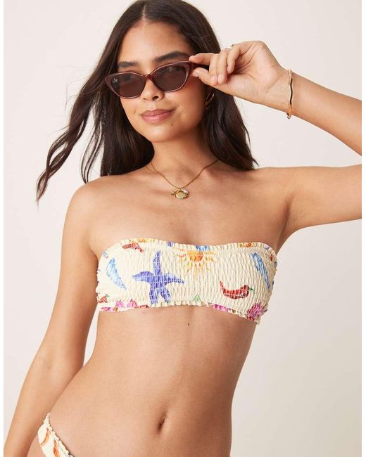 ASOS Brown May Shirred Bandeau Bikini Top