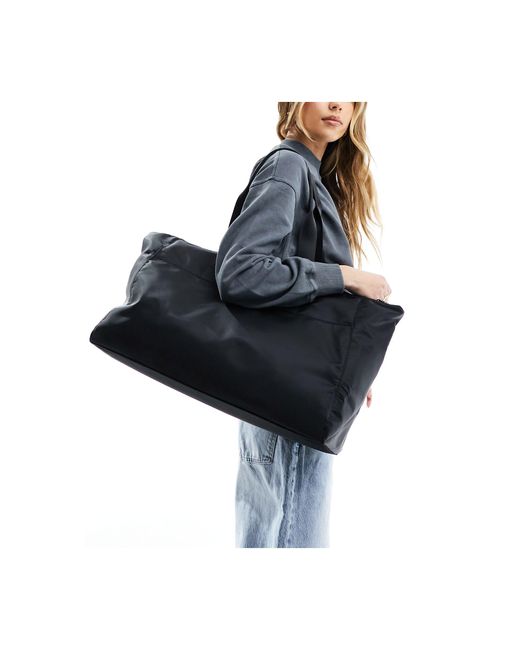 Maxi borsa nera con zip e manici intessuti di ASOS in Black