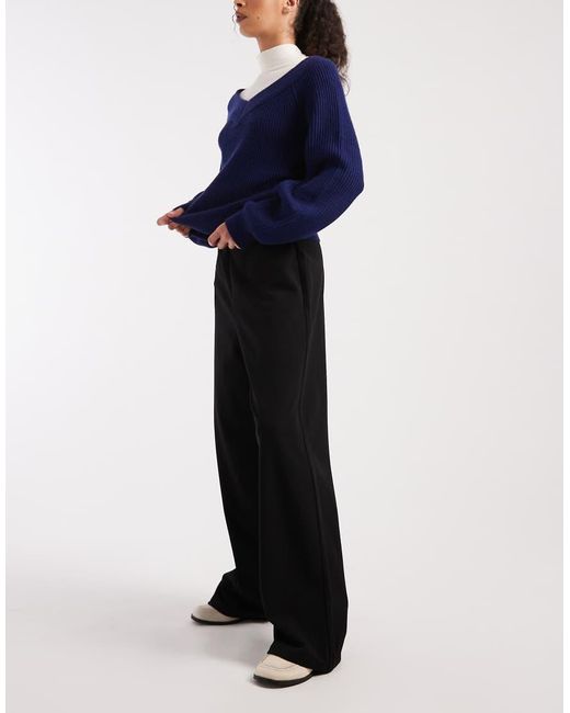 ONLY Blue Wide Leg Tailored Trousers