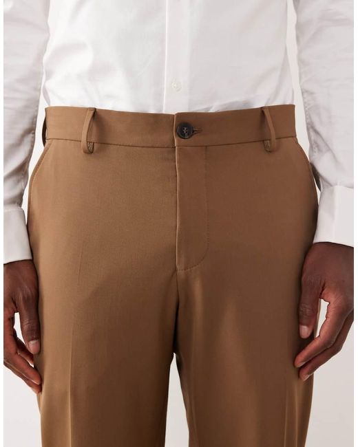 Pantaloni Da Abito Slim Color Cuoio Scuro di SELECTED in Natural da Uomo