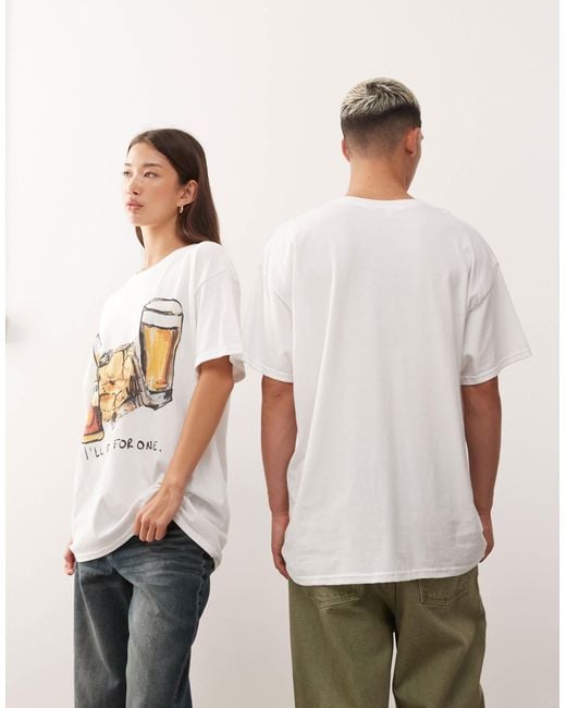 Reclaimed (vintage) – unisex-t-shirt mit oversize-passform in White für Herren