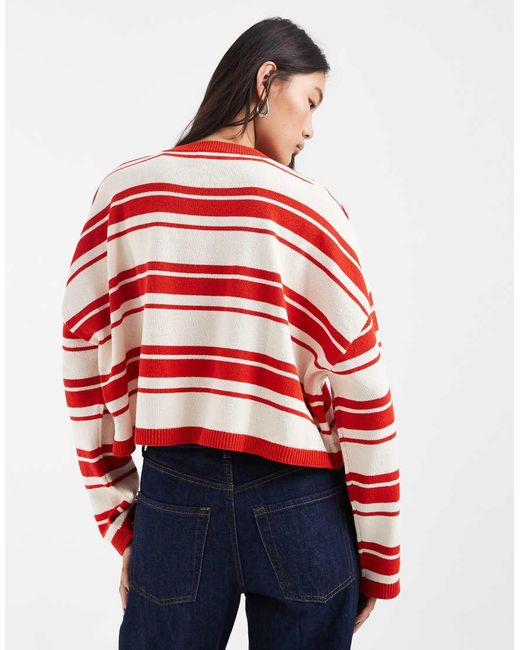 & Other Stories Red Cropped Oversized Cotton Jumper