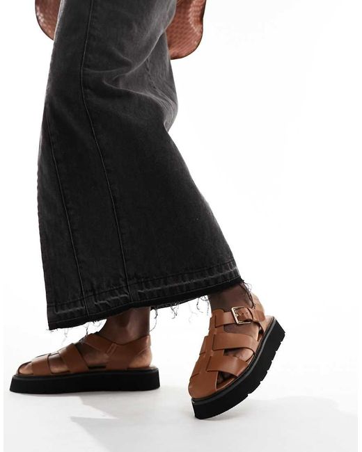 French Connection Black Flatform Cage Sandals