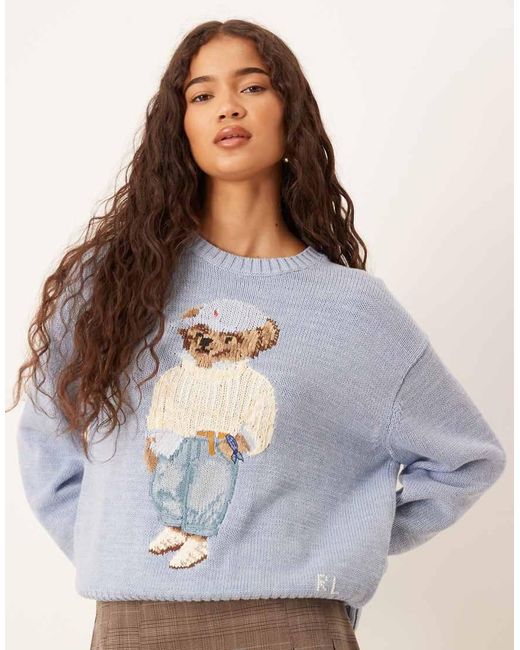 Jersey Azul Con Polo Bear De Punto De Polo Ralph Lauren de color Gray