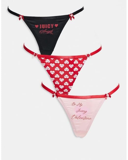 Juicy Couture Red 3 Pack Valentines Thongs