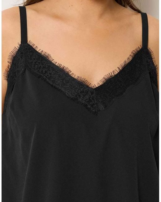 Yours Clothing Black Lace Insert Cami Vest Top