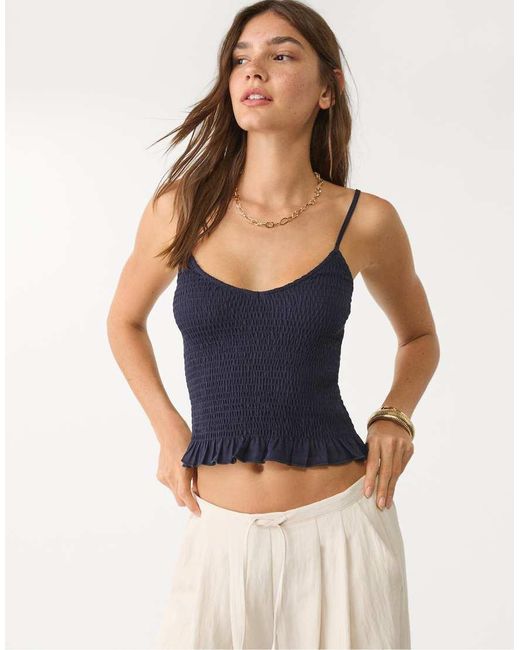 Stradivarius Top Met Bandjes En Elastisch Detail in het Blue
