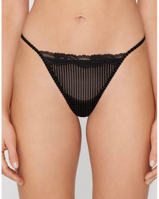 Tezenis Black Glam Rib Tanga Panel G-String