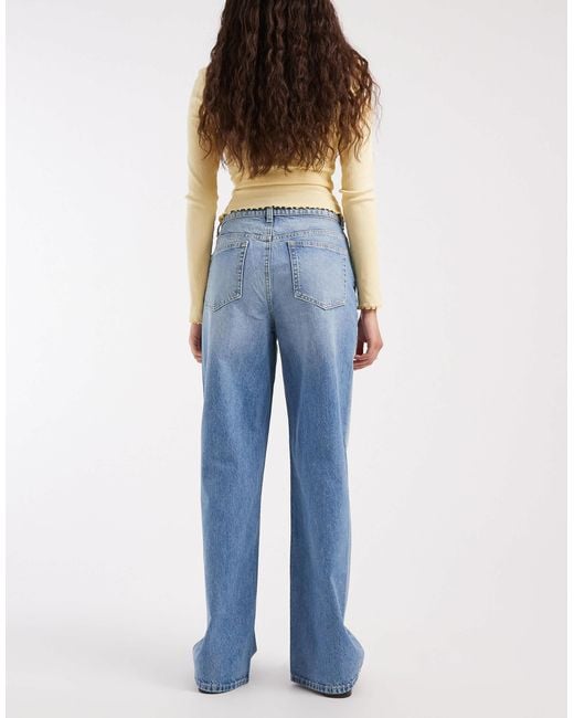 ASOS Blue Circular Design Collection Wide Leg Dad Jeans