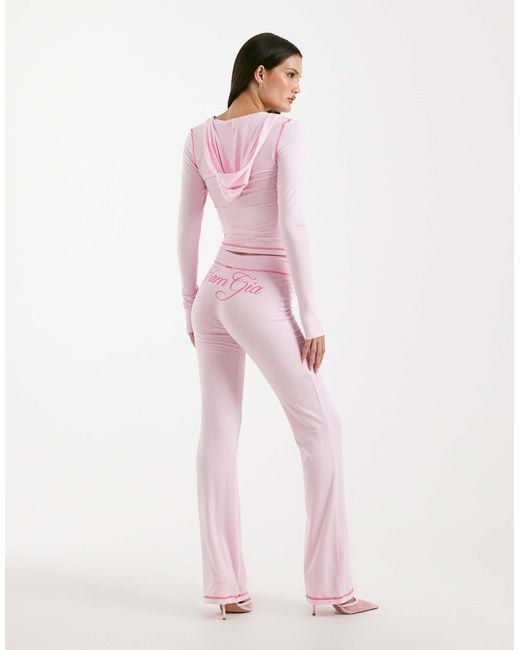 I.AM.GIA Pink Blare Logo Back Print Contrast Stitch Track Pant Co-Ord
