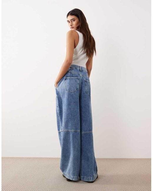 ARRANGE Blue Seam Detail Washed Barrel Co-Ord Jean