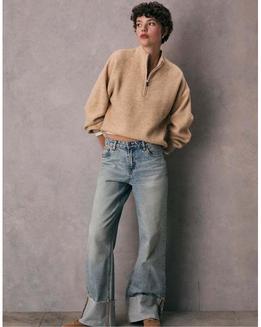 Stradivarius Gebreide Trui Met Rits in het Brown