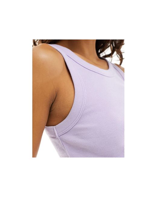 Weekday Purple Ribbed Fitted Tank Top