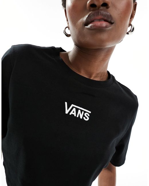 Camiseta corta negra con cuello redondo y logo flying v Vans de color Black