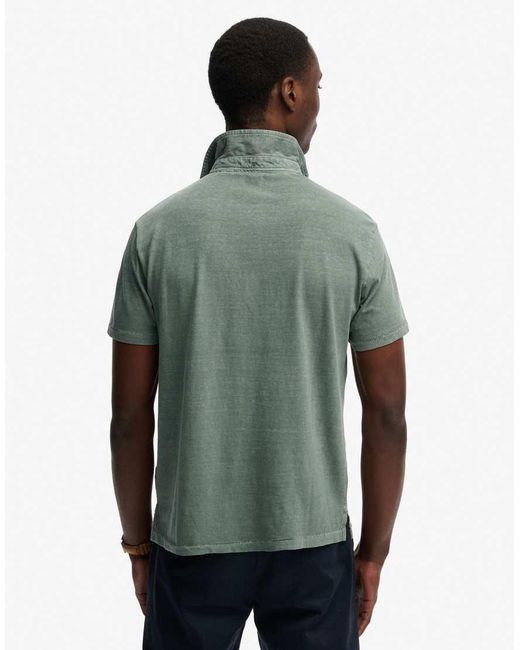 Superdry Green Classic Cotton Linen Polo Shirt for men