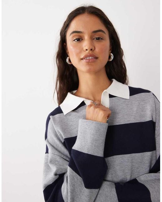 Mango Blue Knitted Polo Shirt