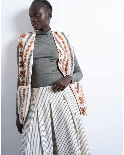 TOPSHOP Bodywarmer Van Borg Met Abstracte Print in het Gray