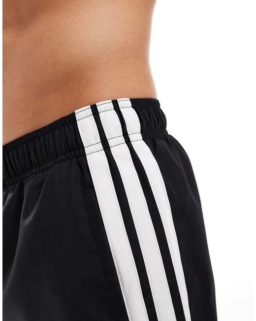 Adidas Originals Blue Adidas Swimming 3 Inch Swim Shorts With 3 Stripe for men