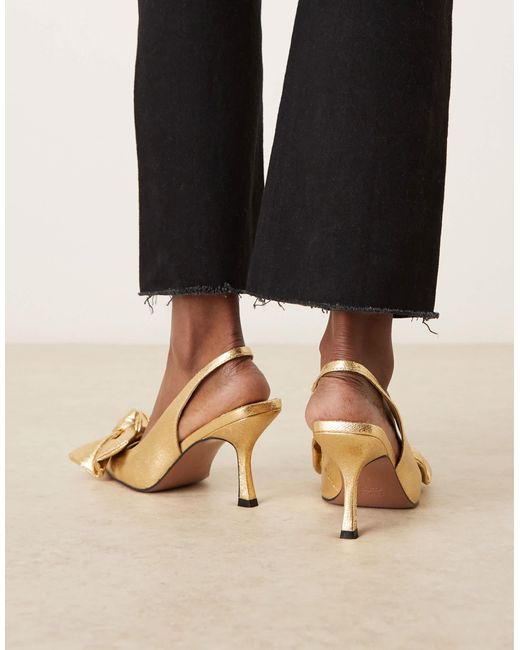 Asos Design Wide Fit Black Saffron Bow Detail Mid Heel Shoes
