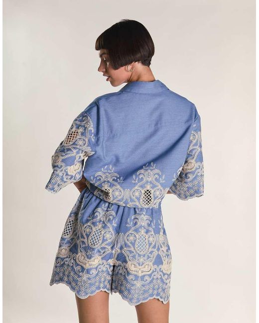 Glamorous Blue Scallop Hem Short