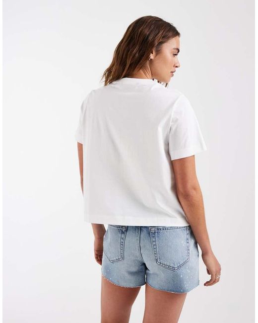 Vero Moda White All Over Sunflower Graphic Embroidered Boxy T-shirt