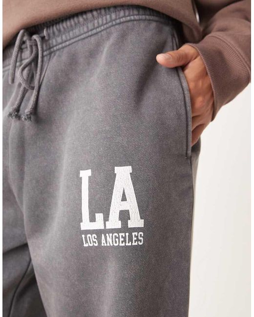 Brave Soul Gray Acid Wash Wide Leg Joggers