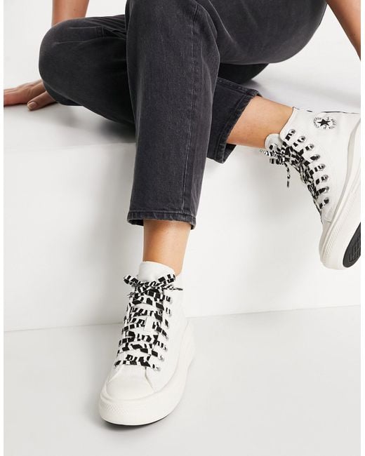 Converse Gray Chuck Taylor All Star Move Hi Archive Print Sneakers
