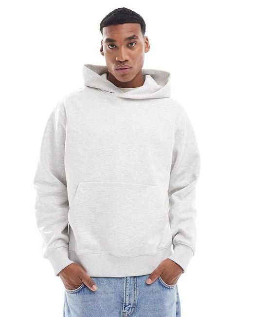Jack & Jones White Premium Oversized 400Gsm Heavyweight Hoodie for men