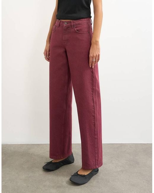 TOPSHOP Red Cinch Low Rise Relaxed Jean
